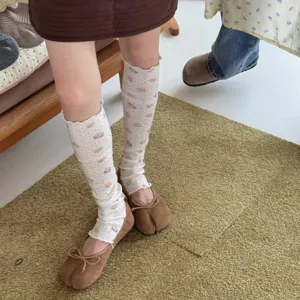 Jambières étriers à imprimé d'ours doux de style japonais chaussettes longues femme