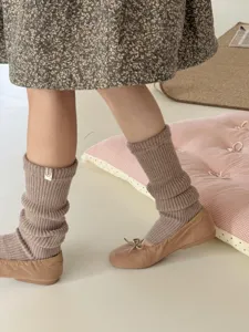 Cozy merino wool knitted leg warmers, thick winter warm ribbed slouch socks for women.