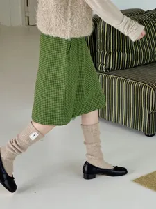 Cozy knit wool leg warmers for women, winter Japanese style stacked slouch socks.