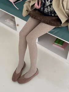 Women thermal ribbed tights winter warm solid color pantyhose casual hosiery detail