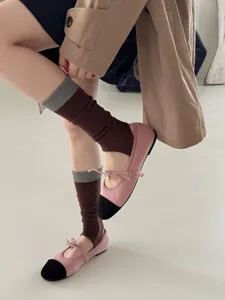 Women stirrup socks striped contrast color fashionable autumn winter comfortable leg wear