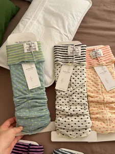 Korean style contrast color stirrup socks, vintage striped layering footed socks for women