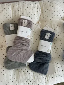 Cozy wool knit leg warmers for women, winter thick slouch socks, Japanese vintage style.