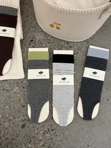 Striped stirrup socks women autumn winter breathable comfortable stacked leg warmers