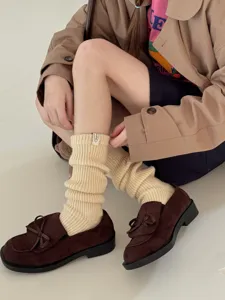Cozy wool leg warmers stacked socks winter warm solid color stylish Japanese style
