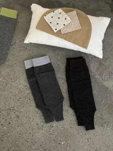 Women autumn winter striped stirrup socks stylish footless leg warmers breathable knit hosiery