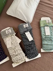 Korean style contrast color layered leg warmers retro striped polka dot stirrup socks for women