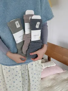 Thick knitted wool socks for women, cozy winter leg warmers, Japanese style slouch socks