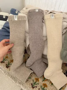 Thick wool knit leg warmers winter cozy solid color slouch socks casual warm fashion hosiery