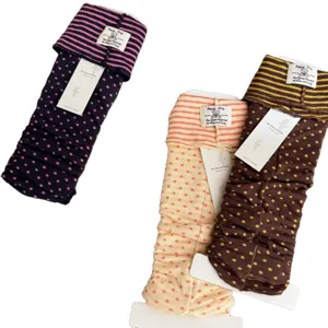 Korean style color-blocked leg warmers retro striped stirrup socks layering fashion women