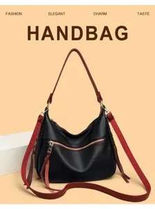 Stylish women handbag large capacity solid color shoulder crossbody bag casual commute