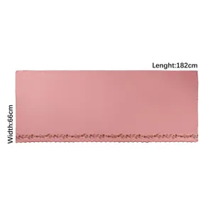 Bufanda de gasa bordada retro chal rosa claro con hermoso borde floral festoneado 182x66cm