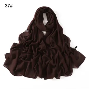 Einfarbiges Perlen-Chiffon Hijab Tuch, glatter, weicher und atmungsaktiver langer Schal.
