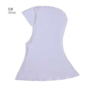 Solid color breathable neck guard hijab cap comfortable stretch under scarf white