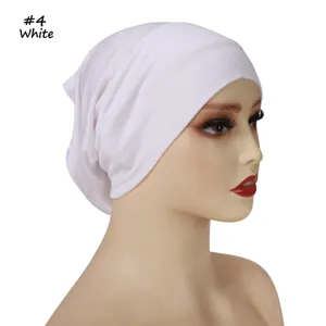 Witte katoenen hijab onderkap ademende elastische tulband voor dames dagelijks gebruik