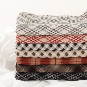 Stylish plaid printed chiffon scarf for women, lightweight fashion shawl and commuter neckerchief.