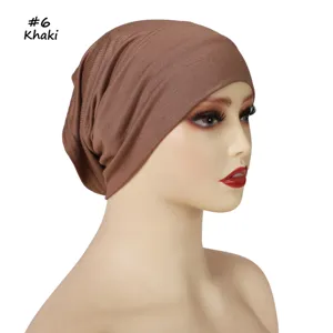 Zachte ademende effen gemerceriseerde katoenen ondercap brede rand stretch hijab