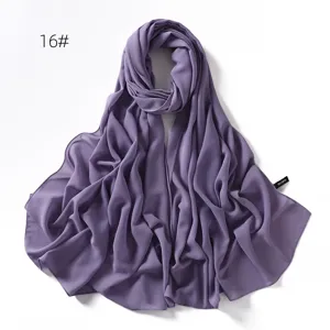 Einfarbiges lila Chiffon-Tuch für Damen, leichtes, fließendes und langes Kopftuch.