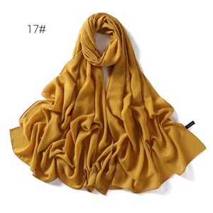 Einfarbiges Chiffon Langtuch für Damen, leicht, atmungsaktiv, fließend gelbes Damenschal.