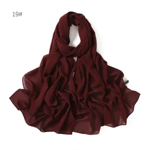Elegantes einfarbiges Chiffon Kopftuch, leichtes atmungsaktives langes Tuch für Damen.