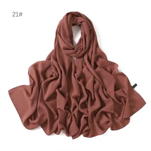 Einfarbiges Perl-Chiffon Hijab, weicher langer Damenschal, elegantes tägliches Kopftuch.