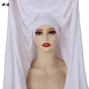 Solid color mercerized cotton long scarf tube hijab cap, breathable and elastic for women.