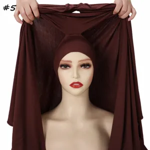 Detailed view showing the soft drape and texture of solid color cotton hijab cap.