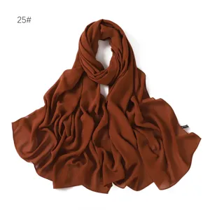 Einfarbiger Chiffon Langschal für Damen, leichtes atmungsaktives Tuch und Hijab.