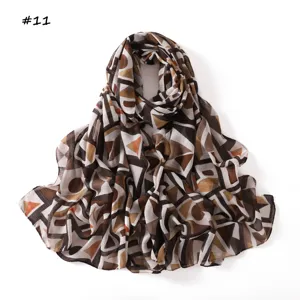 Geometric colorblock printed long scarf soft fabric shawl casual neck wrap fashion.
