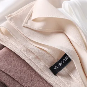 Solid color chiffon scarf women breathable long hijab wrap soft elegant lightweight neckerchief