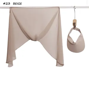 High quality solid color chiffon hood and lightweight empty top sun visor set for women.