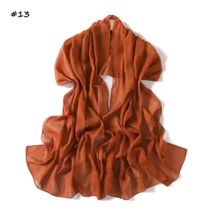 Solid color silver silk chiffon scarf lightweight breathable pleated shawl for women elegant.