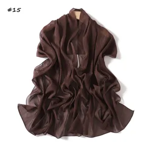 Solid color silver wire chiffon thin long scarf, breathable pleated shawl wrap for women.