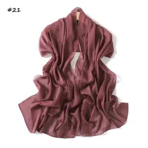 Solid color silver silk chiffon long scarf lightweight breathable versatile elegant shawl for women