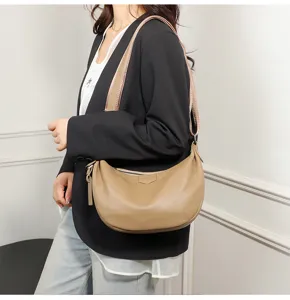 Stylish women shoulder bag casual khaki dumpling crossbody bag daily commuting hobo purse