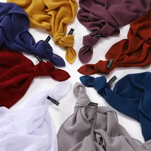 Solid color chiffon long scarf breathable women hijab elegant wrap lightweight fashion shawl