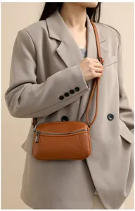 Women genuine leather crossbody bag casual small shoulder bag ladies minimalist messenger bag