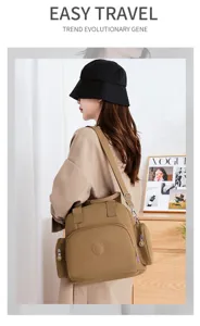 Fashionable women's nylon shoulder bag with large capacity, casual multi-pocket design.