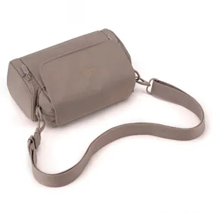 Casual women's crossbody bag, lightweight daily shoulder bag in solid grey-brown.