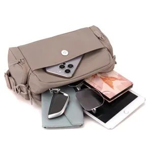 Women's minimalist nylon crossbody bag casual daily commuting lightweight shoulder bag with multi pockets