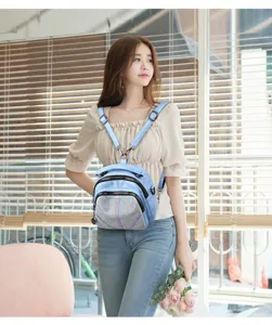 2025 new multifunctional light blue women backpack stylish portable shoulder bag for daily use