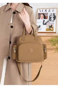 Women nylon shoulder bag casual multi-pocket daily travel crossbody bag khaki fashion