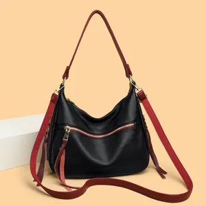 Stylish women shoulder handbag, large capacity PU leather crossbody bag for daily commute.