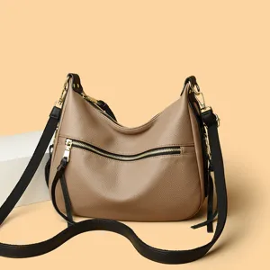 Large capacity shoulder crossbody women bag solid color commuter casual fashion leather bag
