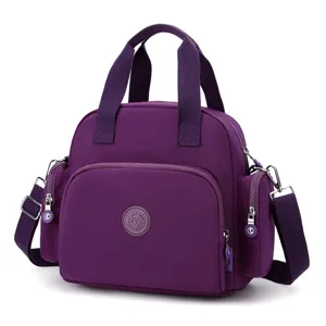 Women nylon shoulder bag large capacity casual dual-use handbag stylish purple bag