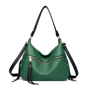 Green hobo shoulder crossbody bag for women, large capacity stylish casual everyday purse.