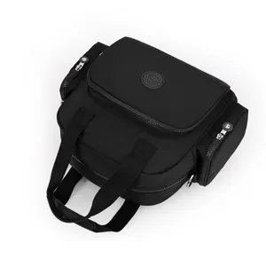 Women nylon shoulder bag large capacity casual backpack black versatile daily multi-pocket style.