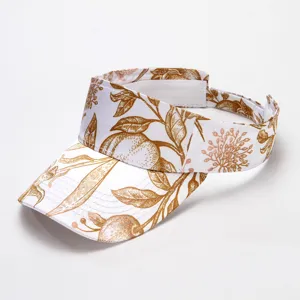 Vintage botanischer Druck leere Sonnenkappe mit breiter Krempe und verstellbarem Klettverschluss.