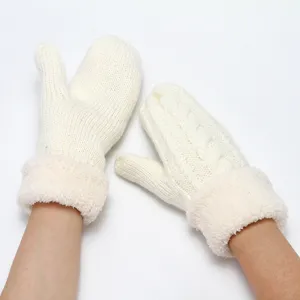 Fleece thickened warm knit mittens winter thermal gloves for men and women daily outdoor wear