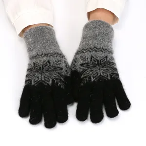 Women Winter Warm Knitted Gloves Thickened Fleece Lined Outdoor Cycling Details View